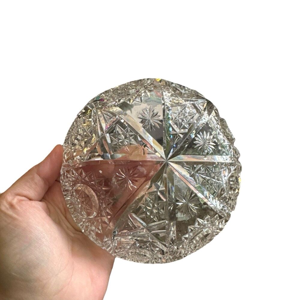 Antique ABP American Brilliant Cut glass round 6" bowl brunswick stars diamond - Picture 5 of 8